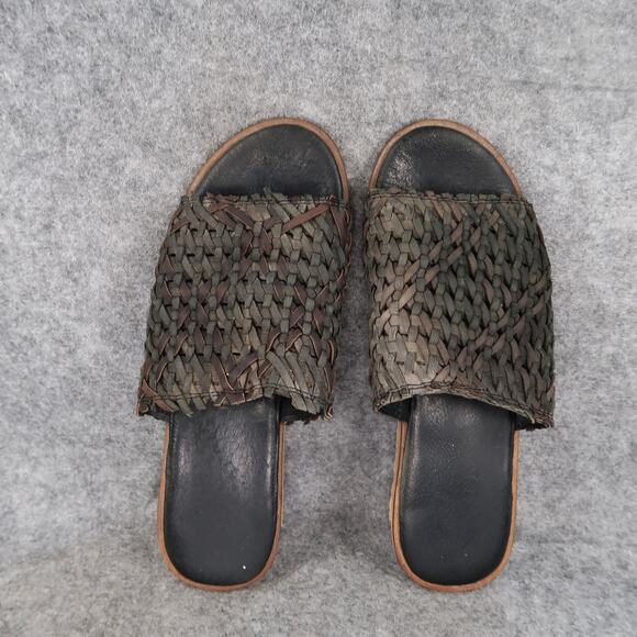 Casual Shoes Womens 7 Sandals Slides Woven Leather Slip On Flat Open Toe Boho - Picture 5 of 10